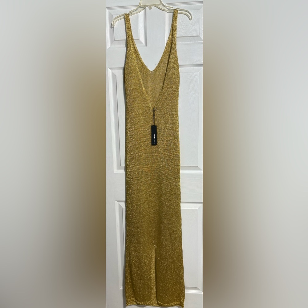 Sale!!! Fashion Nova Glittering Gold Maxi Dress - Picture 6 of 6